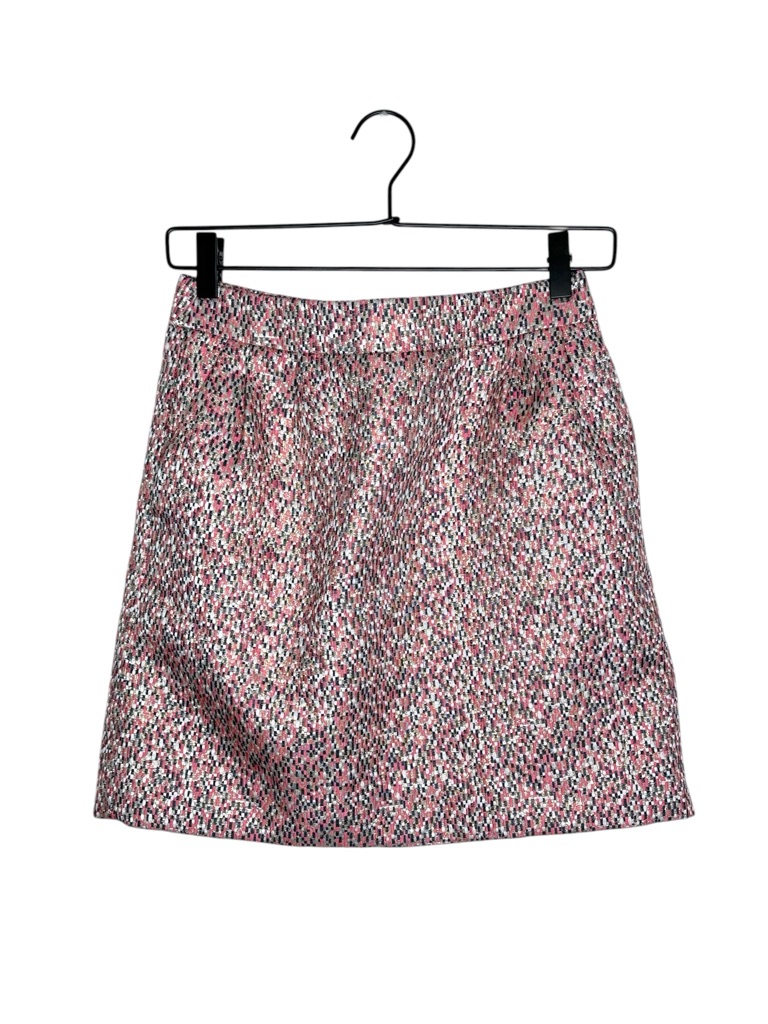 J.Crew Factory Metallic Tweed Mini Skirt Gold Textured Lined Preppy Size 00